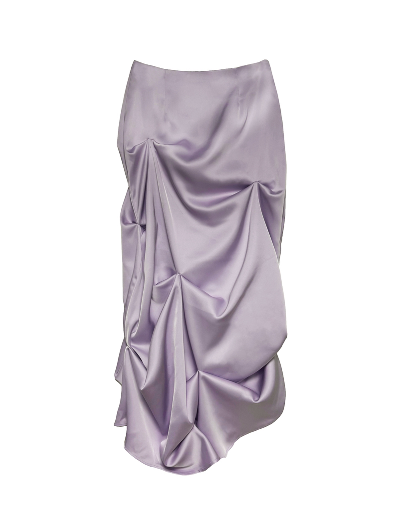 MURREN東大門代購女士新品26春夏熱賣職業推薦長裙褶皺緞面MURREN長裙圖色1