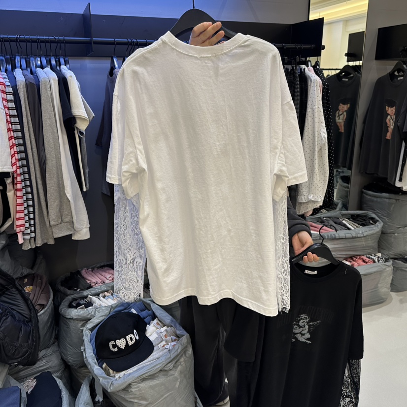 CREDITO韓國直郵女士新款人氣真品時尚職業休閑長袖T恤蕾絲CREDITO長袖T恤