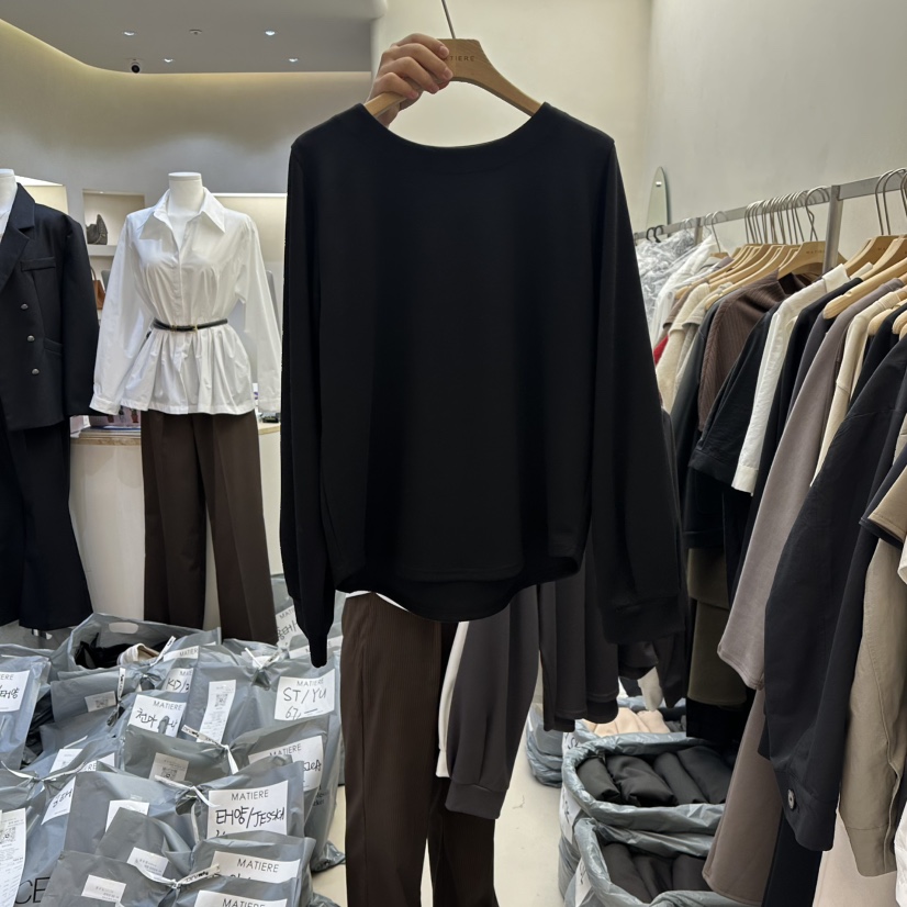 MATIERE韓國代購女裝新款人氣26春夏職業推薦熱賣長袖T恤MATIERE長袖T恤圖色2黑色