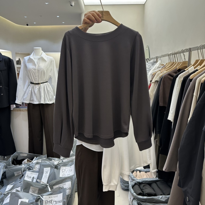 MATIERE韓國代購女裝新款人氣26春夏職業推薦熱賣長袖T恤MATIERE長袖T恤圖色3墨色