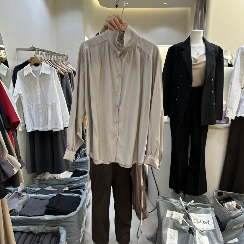 MATIERE韓國直郵女裝新款熱賣真品職業推薦襯衫蕾絲衫含腰繩MATIERE襯衫/蕾絲衫圖色2