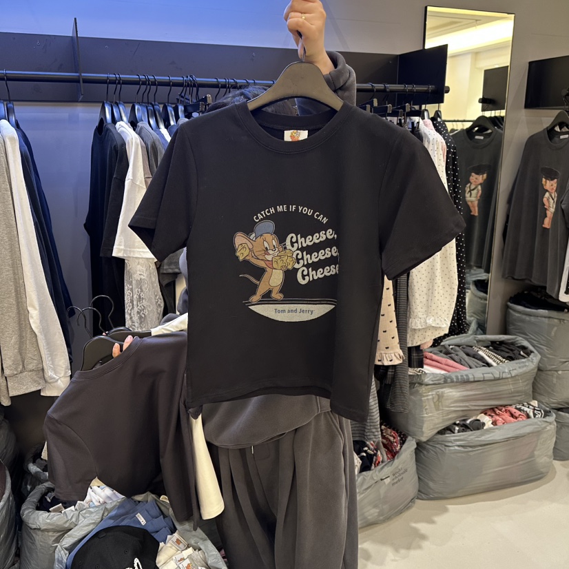 CREDITO韓國直郵女裝新款熱賣時尚職業真品人氣26春夏T恤CREDITOT恤圖色4黑色