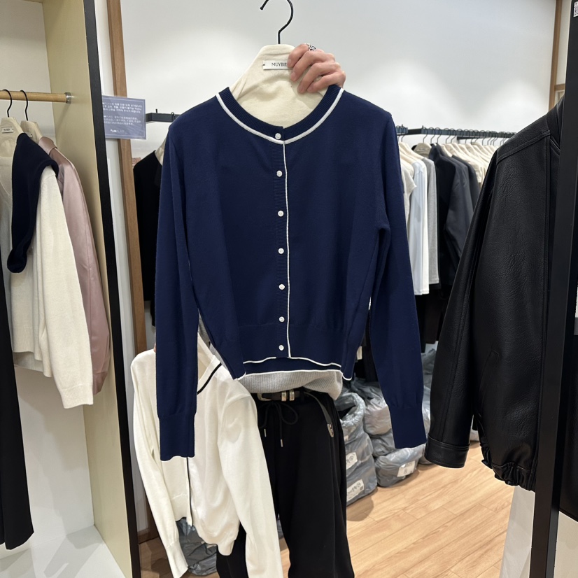 MUYBIEN東大門實拍女士新品時尚休閑26春夏推薦熱賣針織衫MUYBIEN針織衫圖色2深藍色