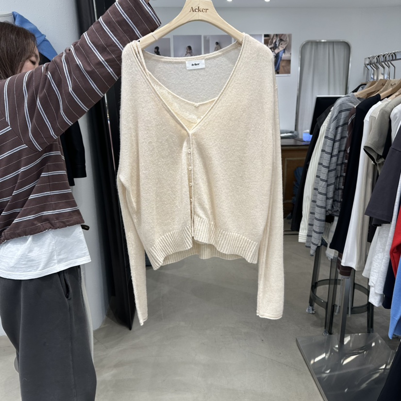 ACKER韓國代購女裝新品推薦26春夏熱賣時尚套裝套裝蕾絲開衫ACKER套裝圖色1