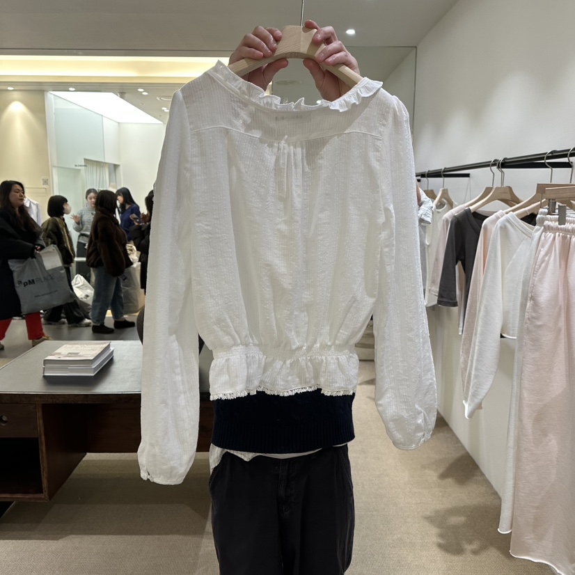 VEGETABLE東大門代購女士新款推薦26春夏人氣時尚襯衫蕾絲衫VEGETABLE襯衫/蕾絲衫