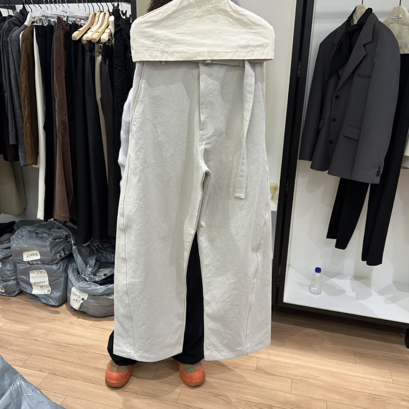 MUYBIEN東大門直郵女士新款休閑真品休閑褲斜紋棉布含腰帶MUYBIEN休閑褲圖色1