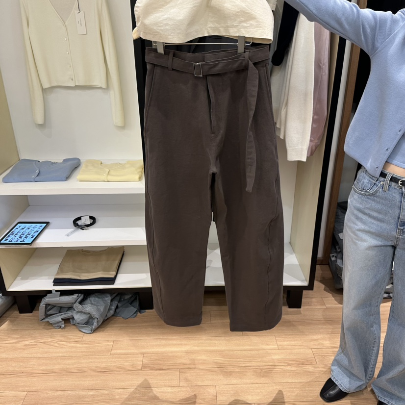 MUYBIEN東大門直郵女士新款休閑真品休閑褲斜紋棉布含腰帶MUYBIEN休閑褲圖色2