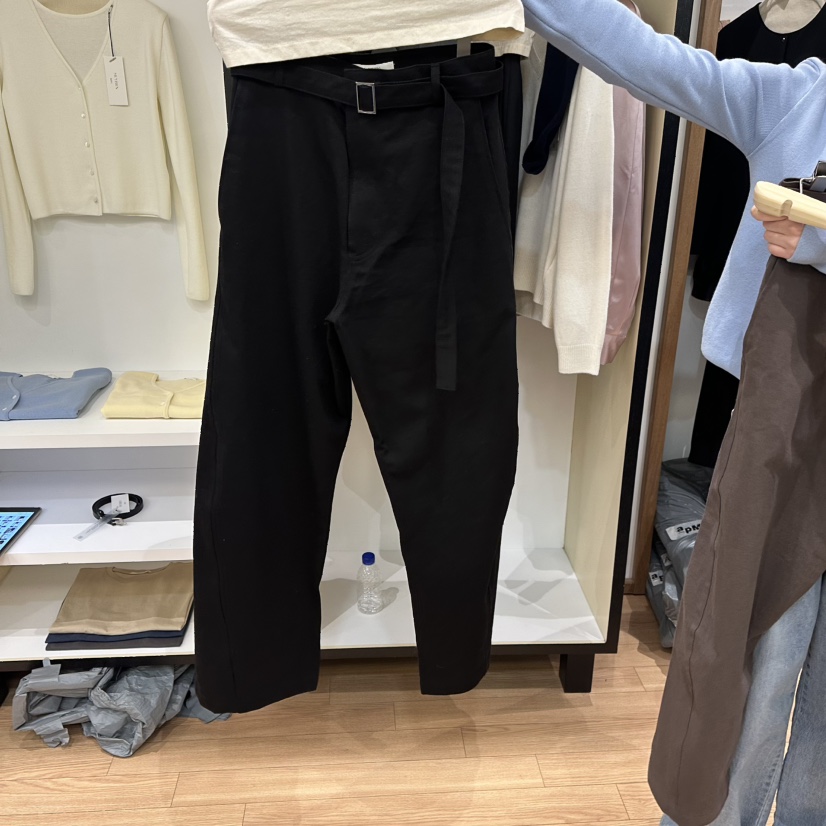 MUYBIEN東大門直郵女士新款休閑真品休閑褲斜紋棉布含腰帶MUYBIEN休閑褲圖色3