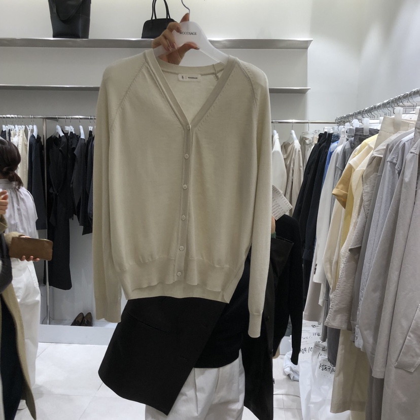 WOOD SAGE韓國直郵女裝新品熱賣職業推薦人氣針織衫V領開衫WOOD SAGE針織衫圖色3