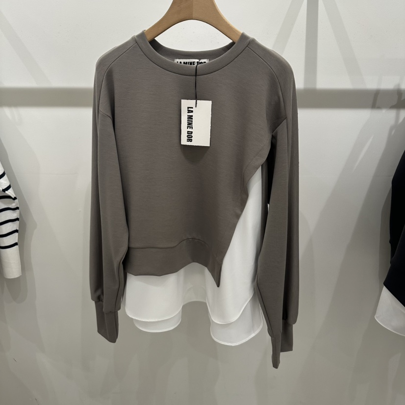 LAMINEDOR東大門實拍女士新品休閑26春夏真品熱賣衛衣假兩件LA MINE DOR衛衣圖色1
