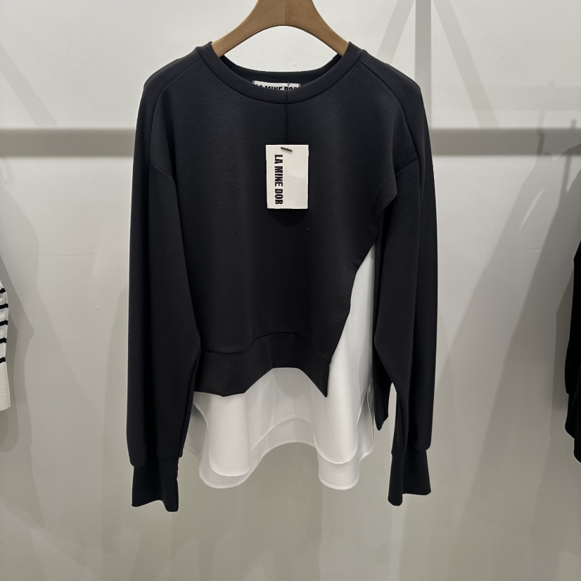 LAMINEDOR東大門實拍女士新品休閑26春夏真品熱賣衛衣假兩件LA MINE DOR衛衣圖色3