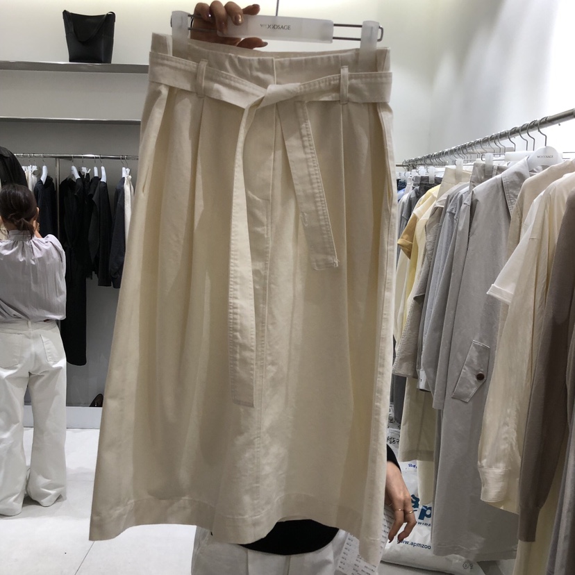 WOOD SAGE韓國代購女裝新品推薦半身裙中短裙含腰帶棉質WOOD SAGE半身裙/中短裙圖色1