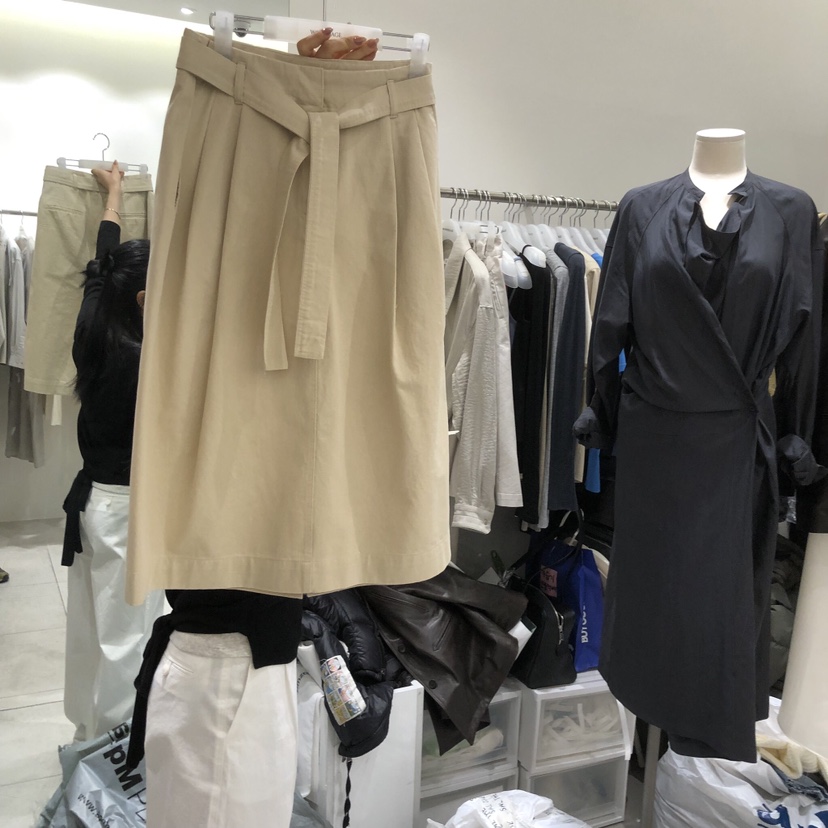 WOOD SAGE韓國代購女裝新品推薦半身裙中短裙含腰帶棉質WOOD SAGE半身裙/中短裙圖色2