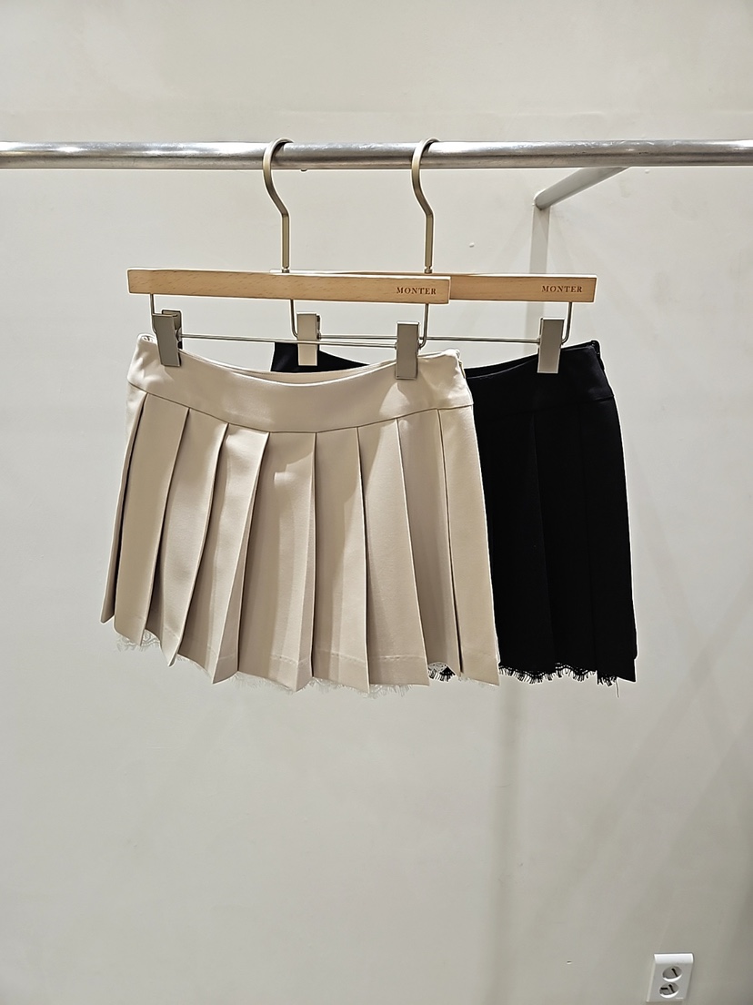 MONTER韓國直郵女士新品26春夏時尚熱賣休閑短裙蕾絲褶裥MONTER短裙