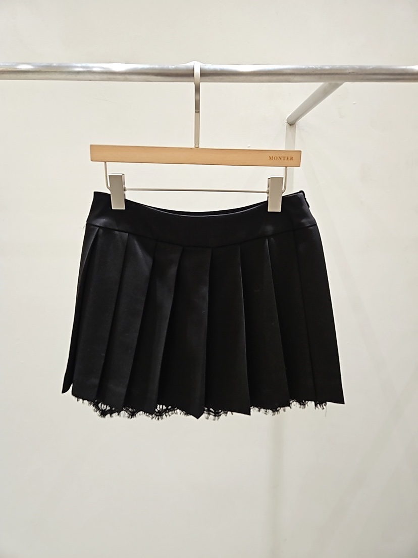 MONTER韓國直郵女士新品26春夏時尚熱賣休閑短裙蕾絲褶裥MONTER短裙圖色2