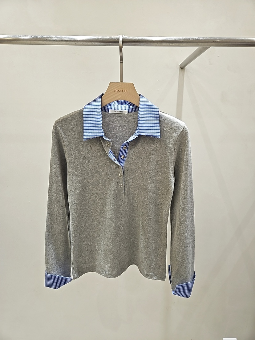 MONTER韓國代購女裝新款休閑時尚推薦人氣真品長袖T恤假兩件MONTER長袖T恤圖色3