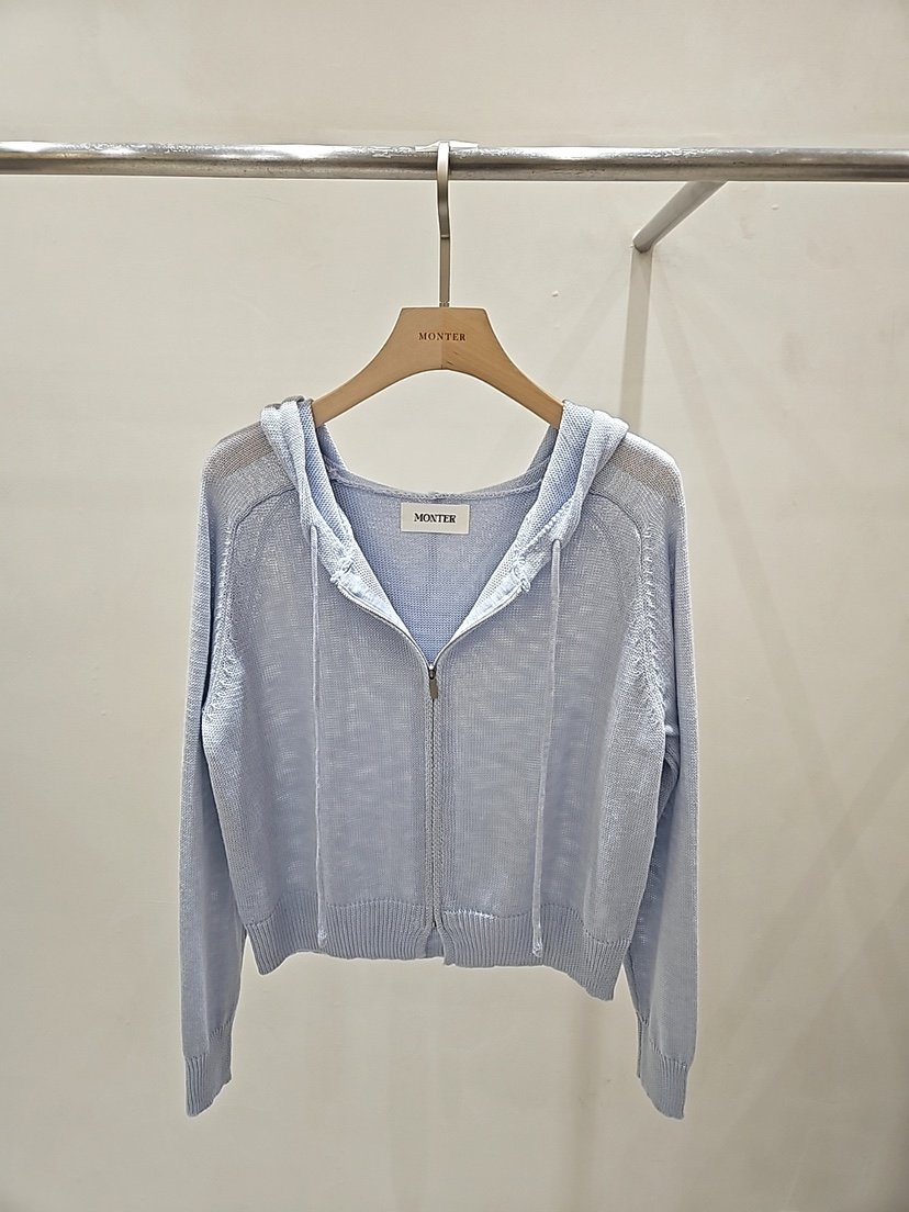 MONTER韓國代購女裝新款人氣衛衣連帽拉鏈衫不含內搭亞麻MONTER衛衣圖色1