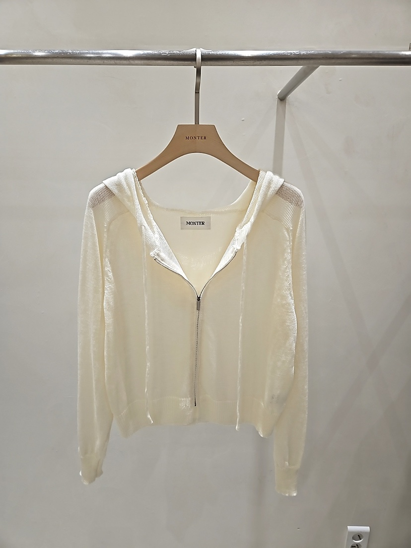 MONTER韓國代購女裝新款人氣衛衣連帽拉鏈衫不含內搭亞麻MONTER衛衣圖色2