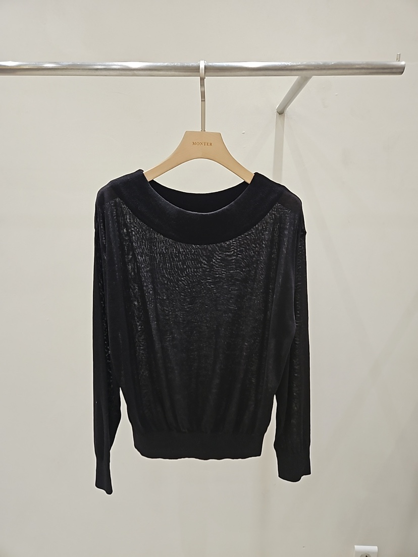 MONTER韓國直郵女裝新款休閑推薦真品熱賣針織衫露肩亞麻MONTER針織衫圖色2