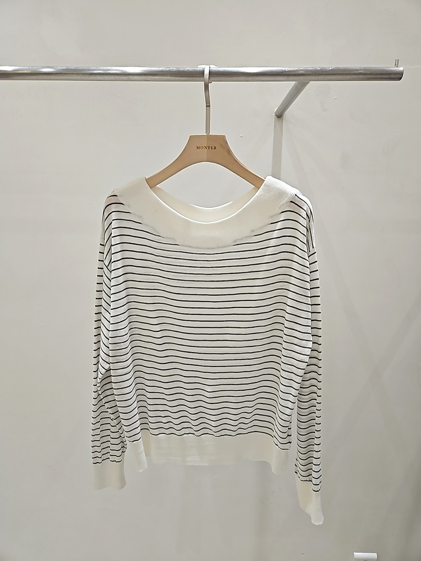 MONTER韓國直郵女裝新款休閑推薦真品熱賣針織衫露肩亞麻MONTER針織衫圖色3