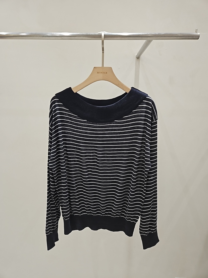 MONTER韓國直郵女裝新款休閑推薦真品熱賣針織衫露肩亞麻MONTER針織衫圖色4