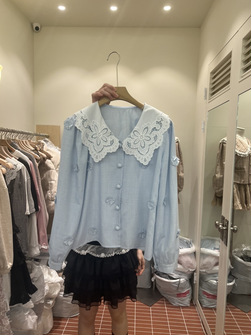 BE&amp;BE東大門代購女裝新款職業推薦人氣襯衫蕾絲衫花朵BE&be襯衫/蕾絲衫圖色1