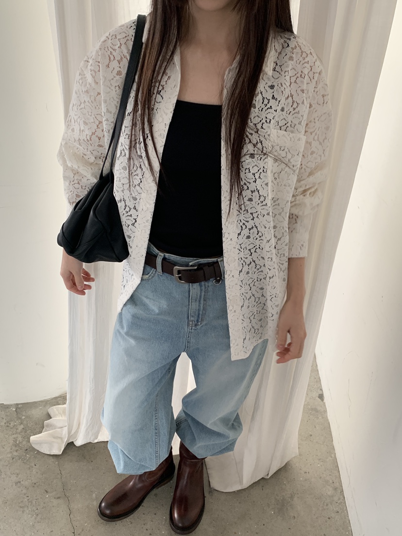 LOGARDEN東大門代購女士新款熱賣人氣時尚26春夏襯衫蕾絲衫LO GARDEN襯衫/蕾絲衫