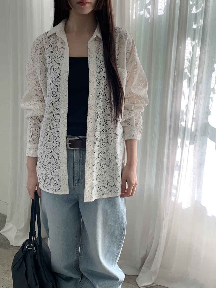 LOGARDEN東大門代購女士新款熱賣人氣時尚26春夏襯衫蕾絲衫LO GARDEN襯衫/蕾絲衫