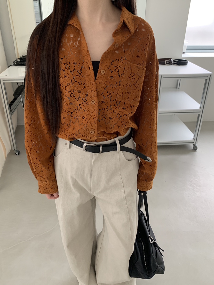 LOGARDEN東大門代購女士新款熱賣人氣時尚26春夏襯衫蕾絲衫LO GARDEN襯衫/蕾絲衫