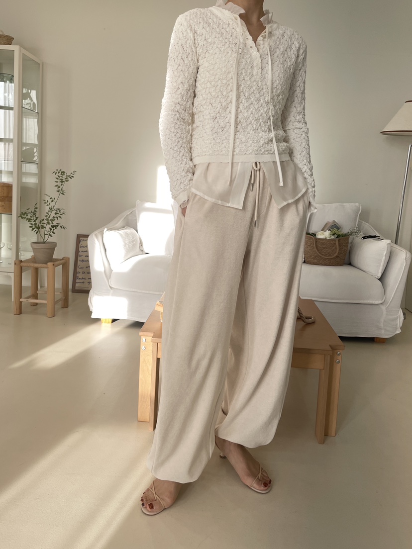 EDITION-P韓國代購女士新品休閑人氣26春夏休閑褲毛圈布EDITION/CHAHEE休閑褲