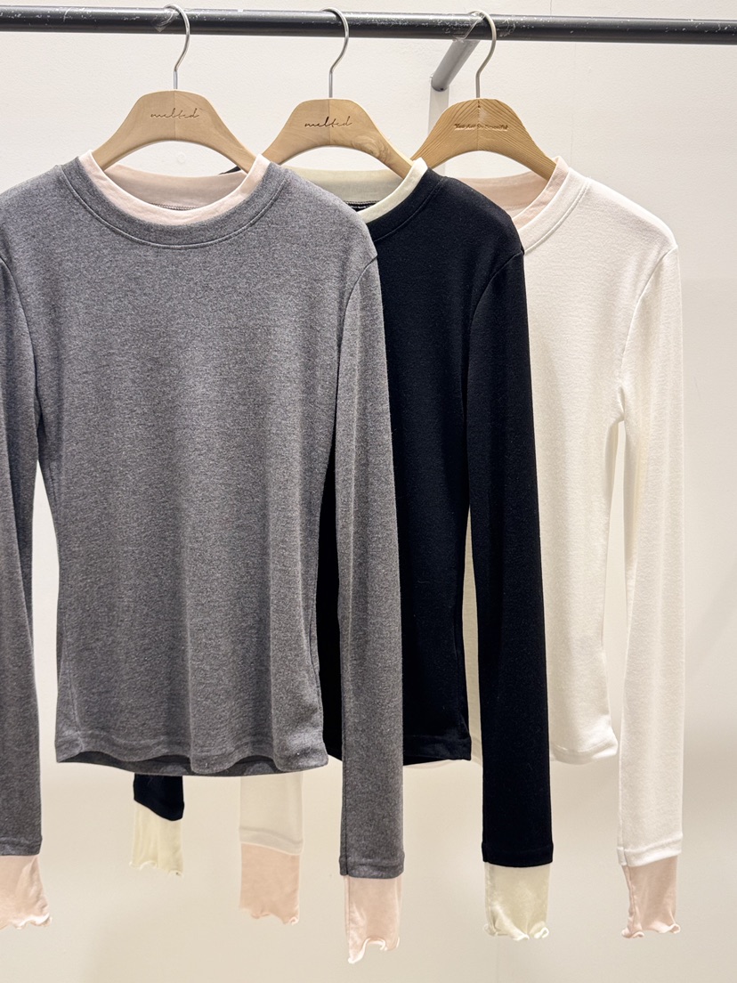 MELTED-P韓國代購女裝新款休閑職業時尚人氣26春夏長袖T恤MELTED-P長袖T恤