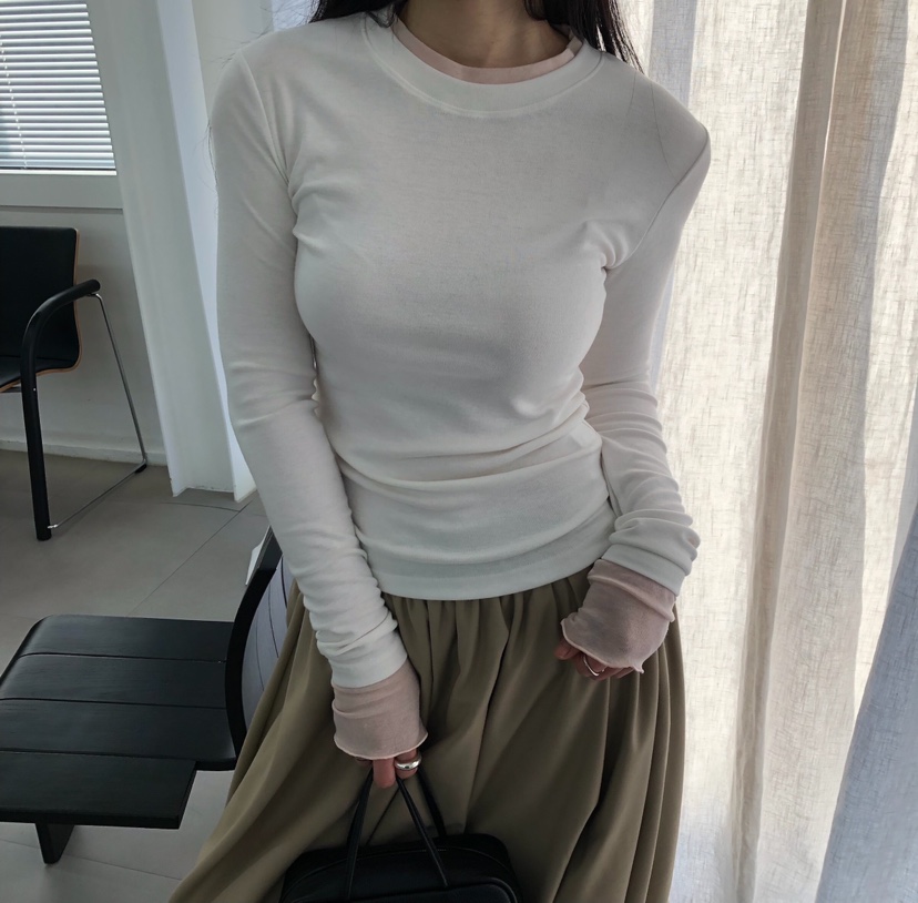 MELTED-P韓國代購女裝新款休閑職業時尚人氣26春夏長袖T恤MELTED-P長袖T恤