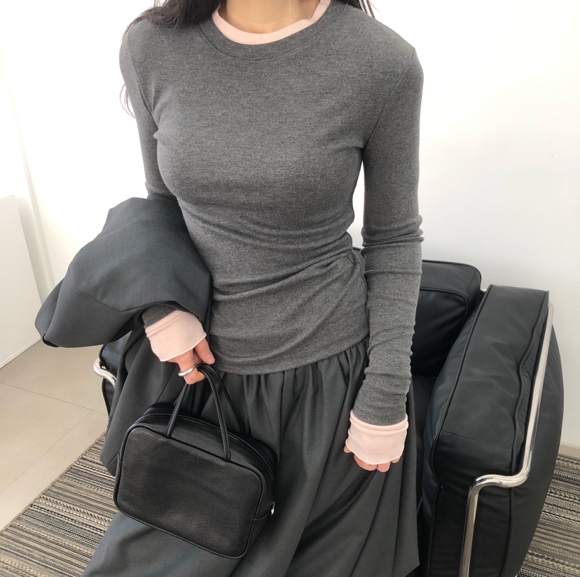 MELTED-P韓國代購女裝新款休閑職業時尚人氣26春夏長袖T恤MELTED-P長袖T恤