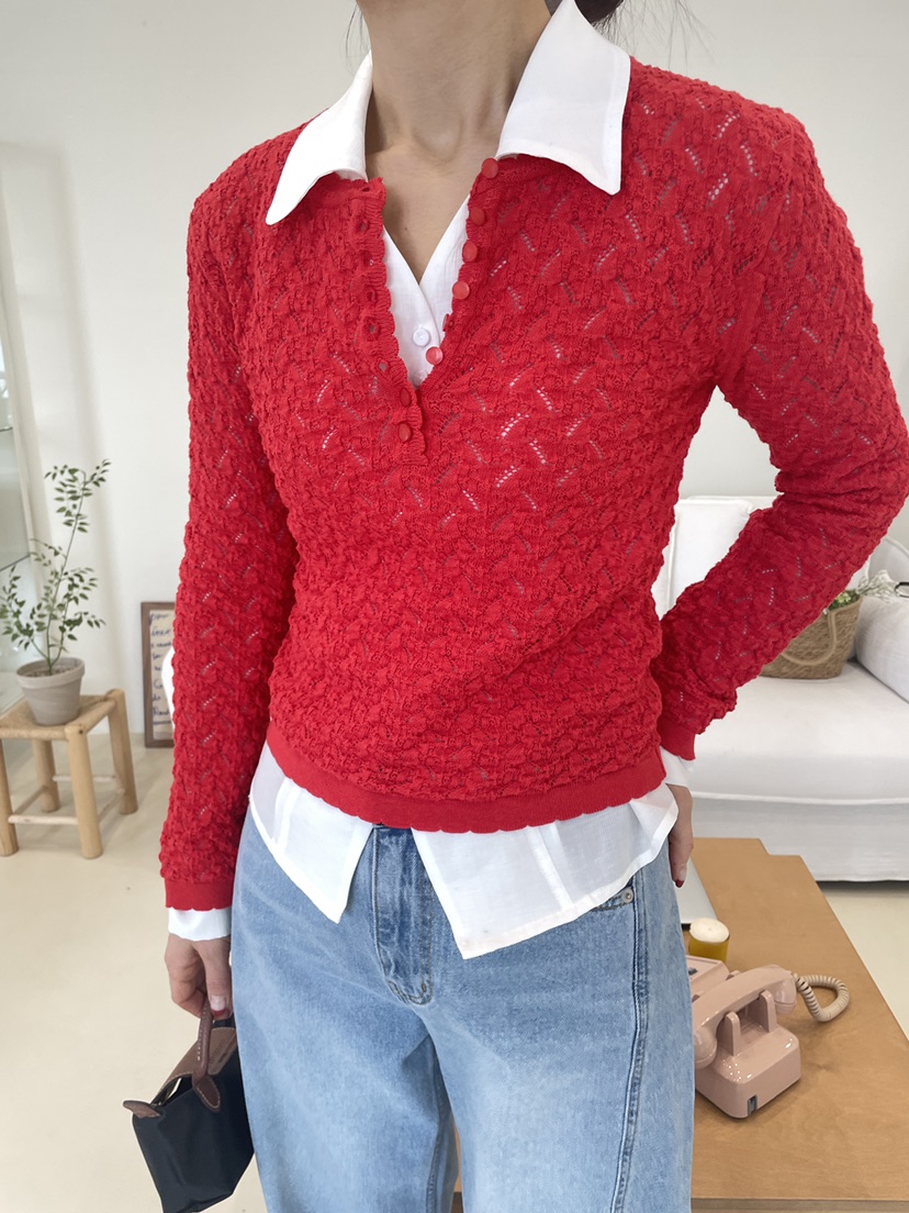 EDITION-P韓國代購女裝新品人氣推薦休閑熱賣襯衫蕾絲衫EDITION/CHAHEE襯衫/蕾絲衫