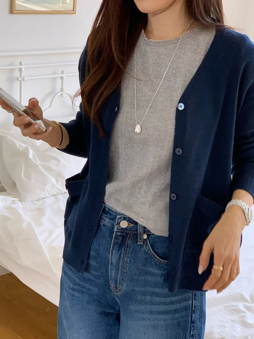 LA CREME東大門代購女裝新款26春夏推薦人氣休閑針織衫口袋LA CREME針織衫