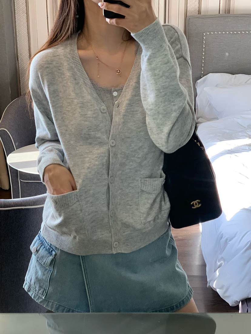 LA CREME東大門代購女裝新款26春夏推薦人氣休閑針織衫口袋LA CREME針織衫