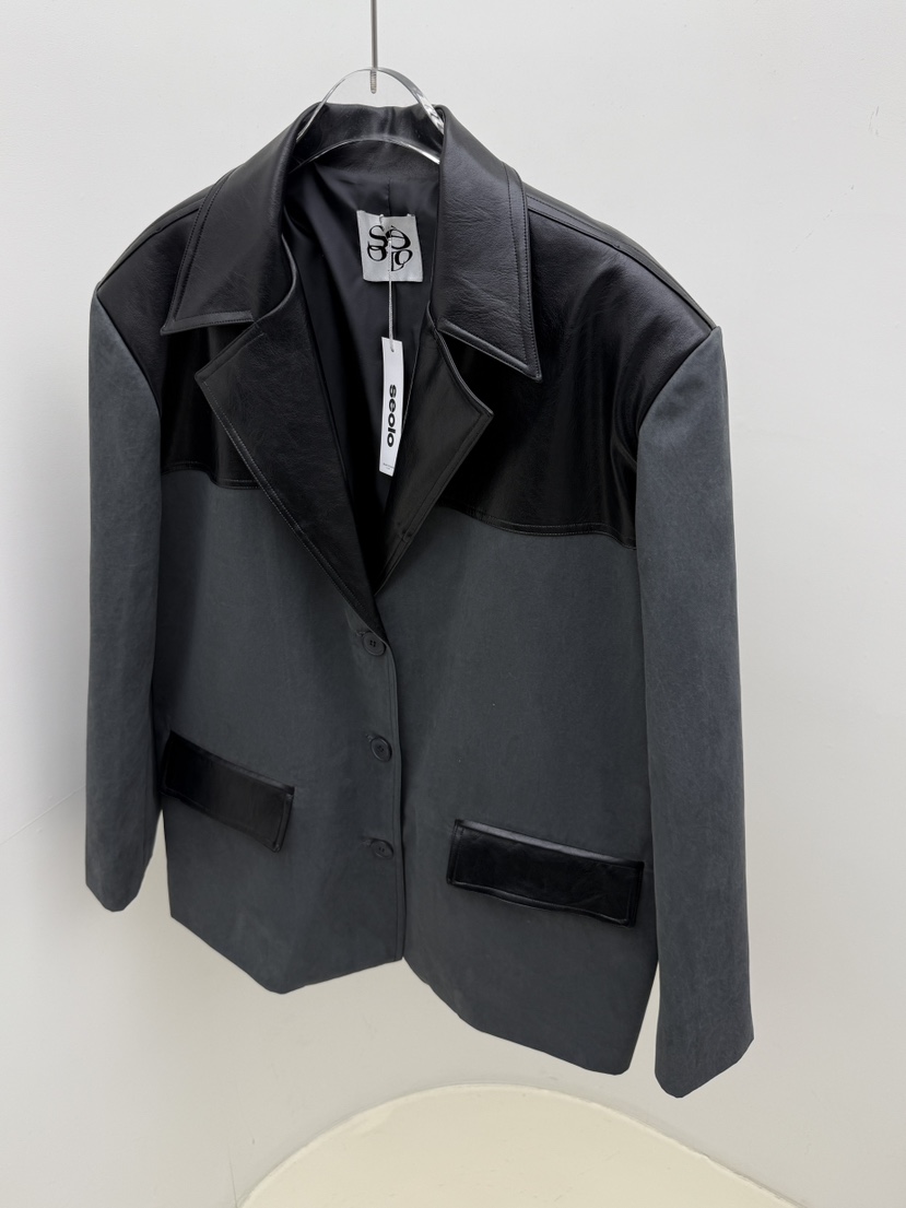 SEOLO韓國直郵女裝新品休閑時尚真品職業推薦人氣夾克皮革棉Seolo seoul夾克