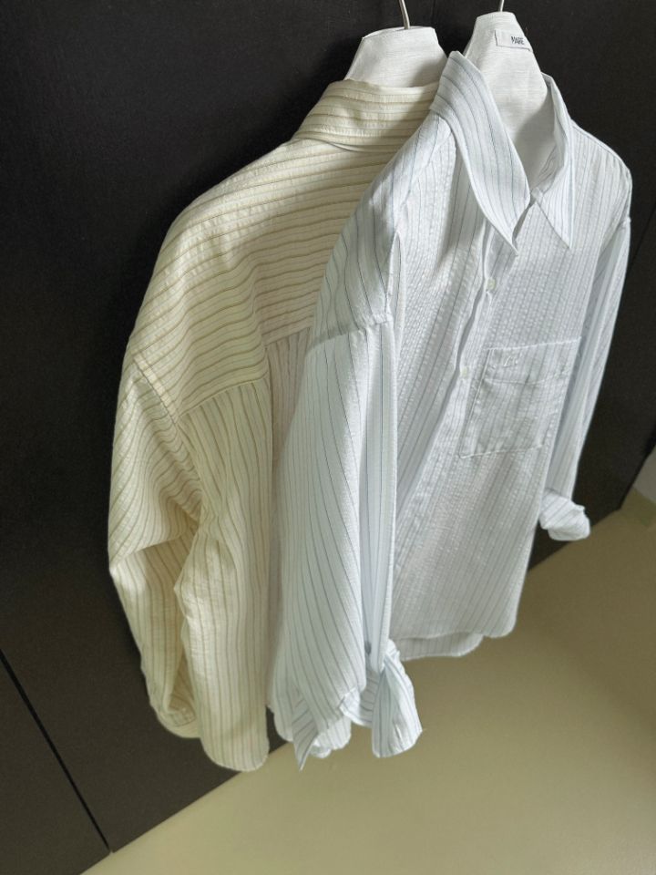 MARE韓國直郵女裝新款時尚推薦熱賣真品襯衫蕾絲衫刺繡條紋MARE襯衫/蕾絲衫