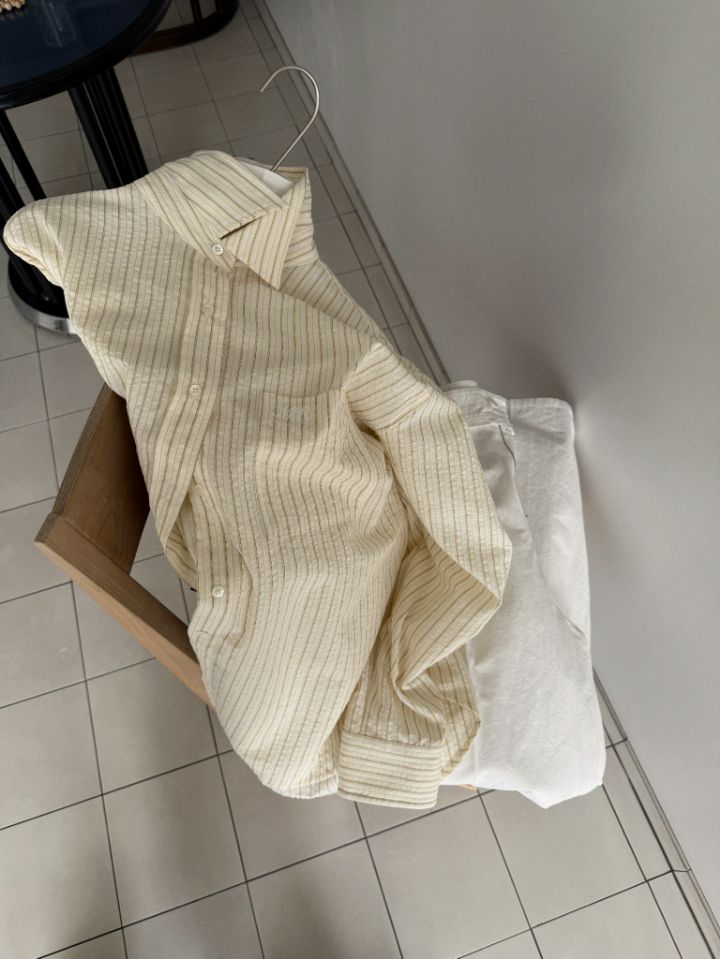 MARE韓國直郵女裝新款時尚推薦熱賣真品襯衫蕾絲衫刺繡條紋MARE襯衫/蕾絲衫