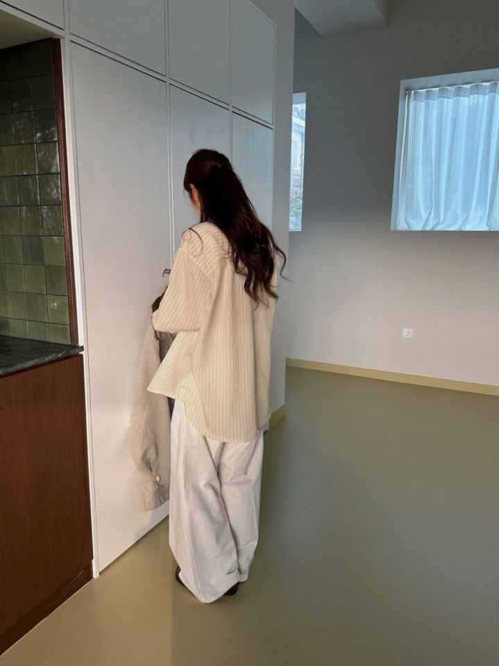 MARE韓國直郵女裝新款時尚推薦熱賣真品襯衫蕾絲衫刺繡條紋MARE襯衫/蕾絲衫