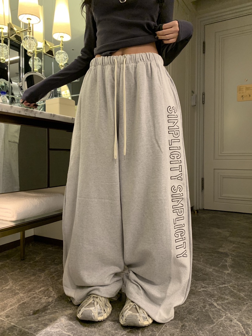 BADCALM韓國直郵女士新款熱賣時尚26春夏人氣真品休閑褲刺繡BADCALM休閑褲