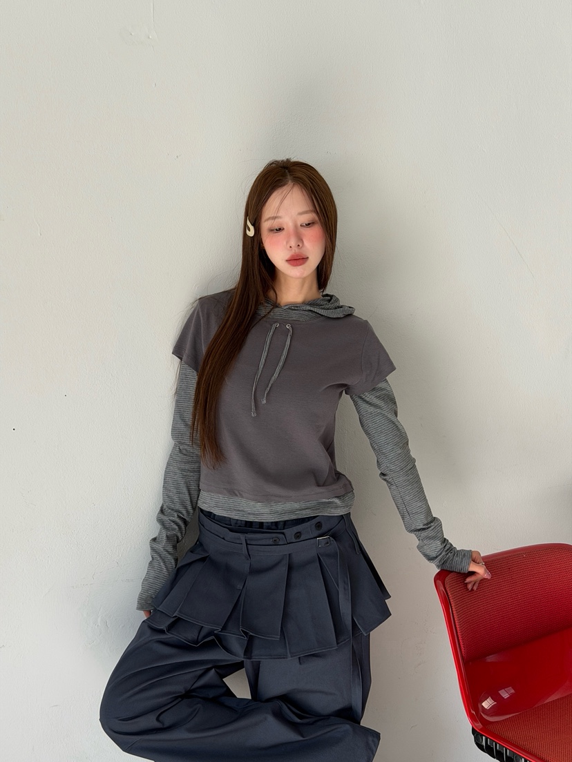 ZITTEN東大門實拍女裝新款職業推薦26春夏時尚長袖T恤假兩件ZITTEN長袖T恤