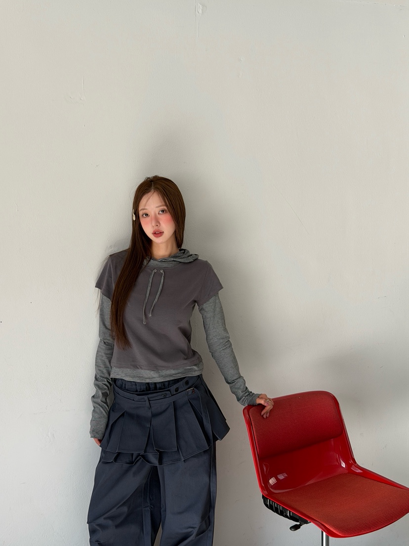 ZITTEN東大門實拍女裝新款職業推薦26春夏時尚長袖T恤假兩件ZITTEN長袖T恤