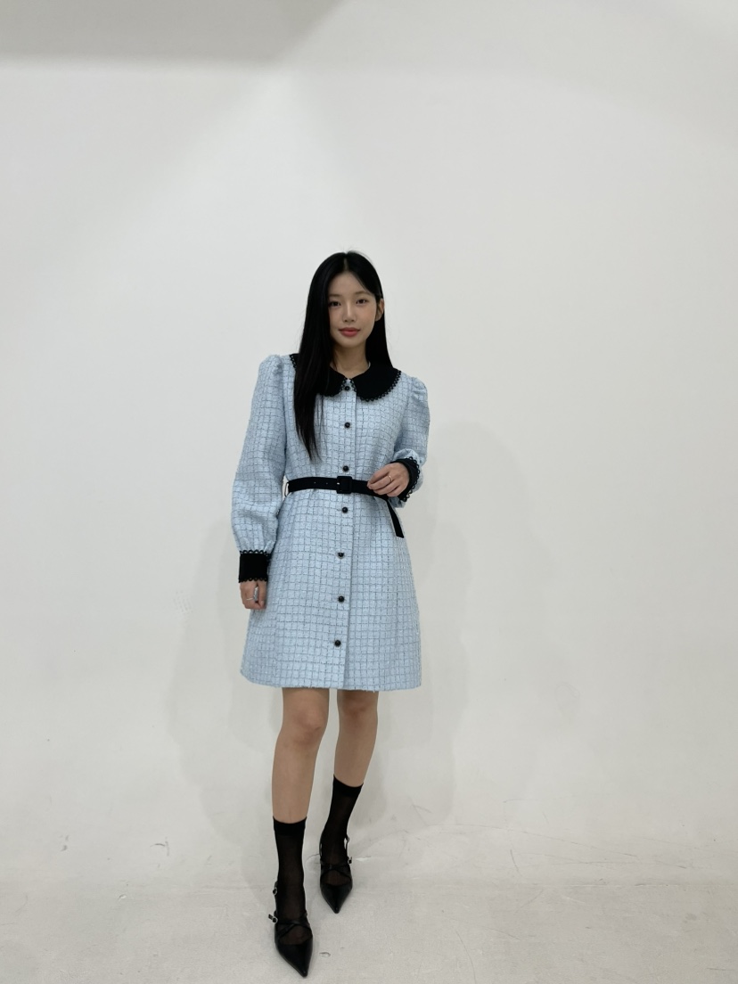 NAPKIN韓國直郵女士新品職業人氣熱賣時尚休閑連衣裙格紋NAPKIN連衣裙