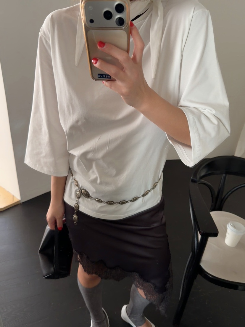 DE VENTI韓國直郵女士新款熱賣推薦時尚人氣長袖T恤圍巾DE VENTI長袖T恤