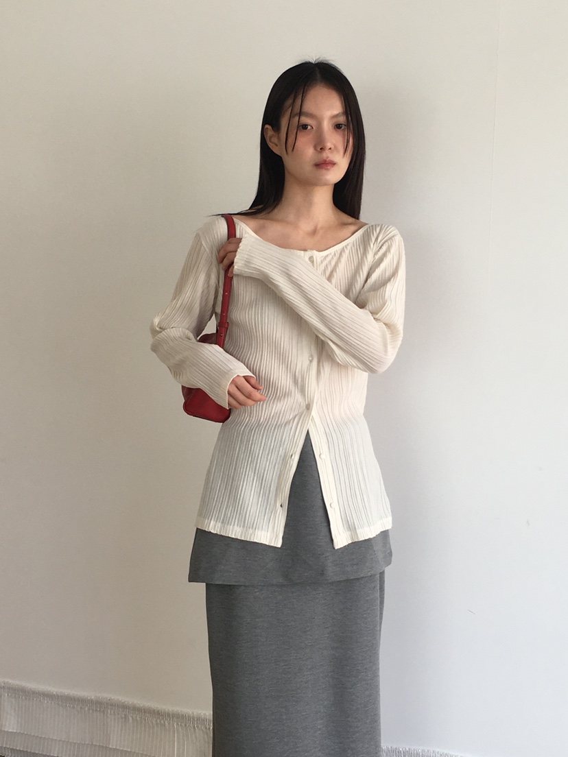 TORRE東大門實拍女士新品人氣職業休閑熱賣長袖T恤褶裥開衫TORRE長袖T恤