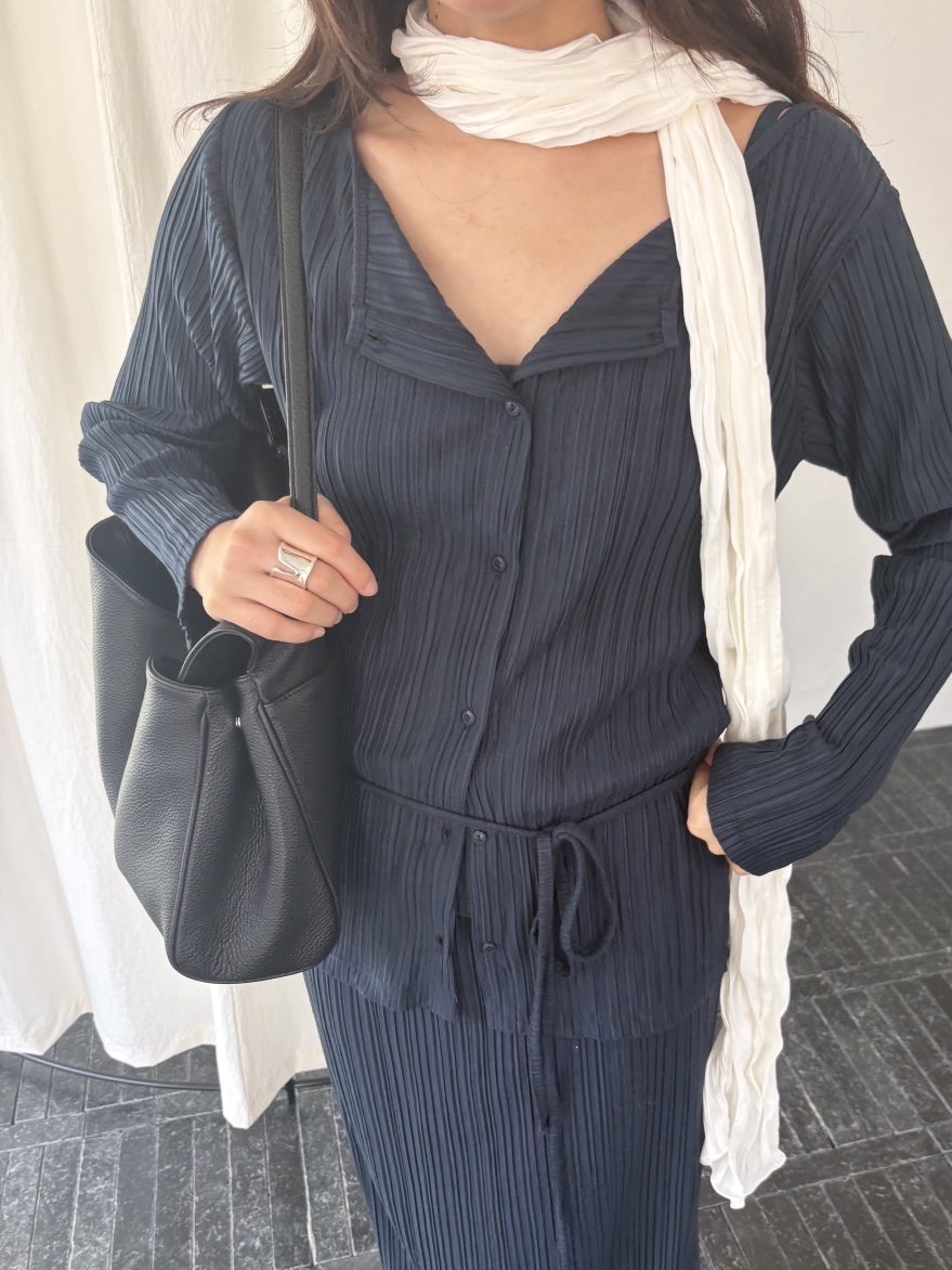 TORRE東大門實拍女士新品人氣職業休閑熱賣長袖T恤褶裥開衫TORRE長袖T恤圖色1