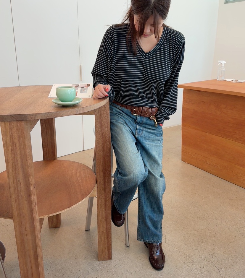 DE VENTI東大門直郵女士新品休閑推薦職業時尚長袖T恤條紋DE VENTI長袖T恤