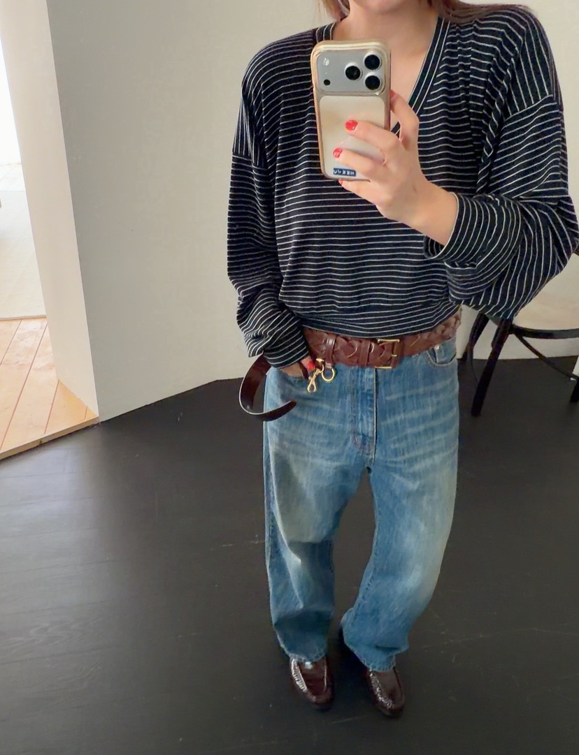 DE VENTI東大門直郵女士新品休閑推薦職業時尚長袖T恤條紋DE VENTI長袖T恤圖色1