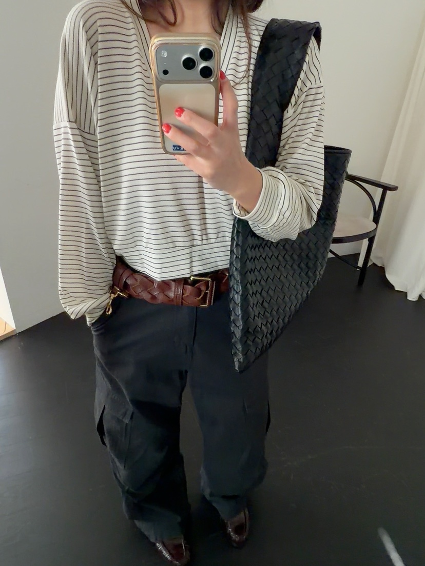 DE VENTI東大門直郵女士新品休閑推薦職業時尚長袖T恤條紋DE VENTI長袖T恤圖色2